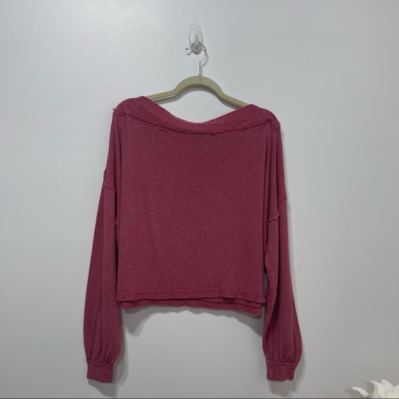 Free People We The Free Stay With Me Hacci Top Size Small in Raspberry Pink - Picture 8 of 13